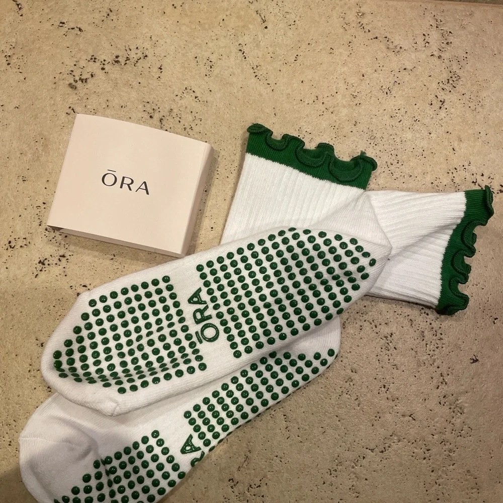 ŌRA Pilates Grip Socks | Pilates & Matcha | Non-Slip Studio Socks - Picture 5 of 6